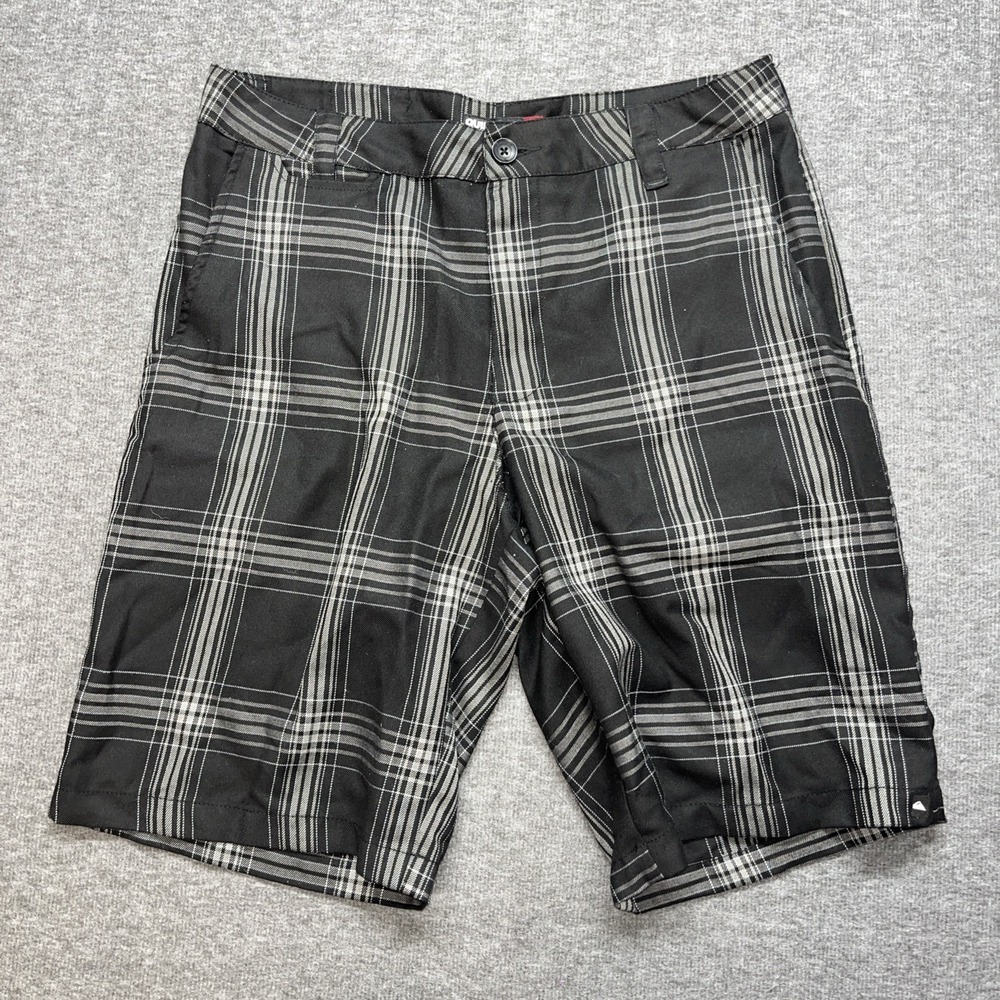 Quiksilver Black Plaid Flat Front Men's Shorts